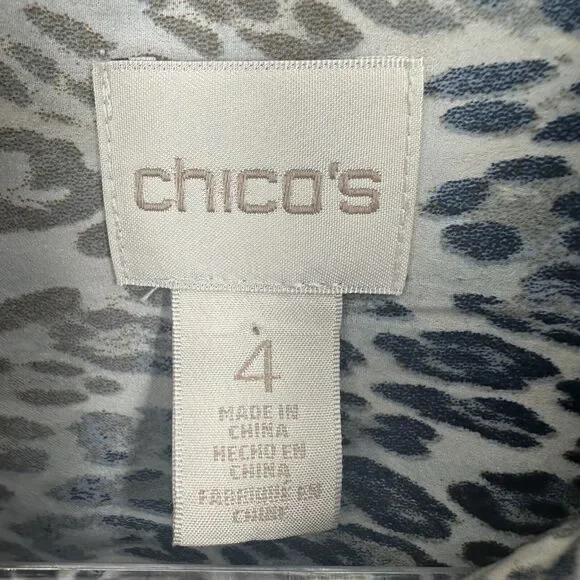 Chicos Shirt Womens XXL Brown Animal Print Zebra Cheetah Popover Tunic Top - Picture 16 of 16